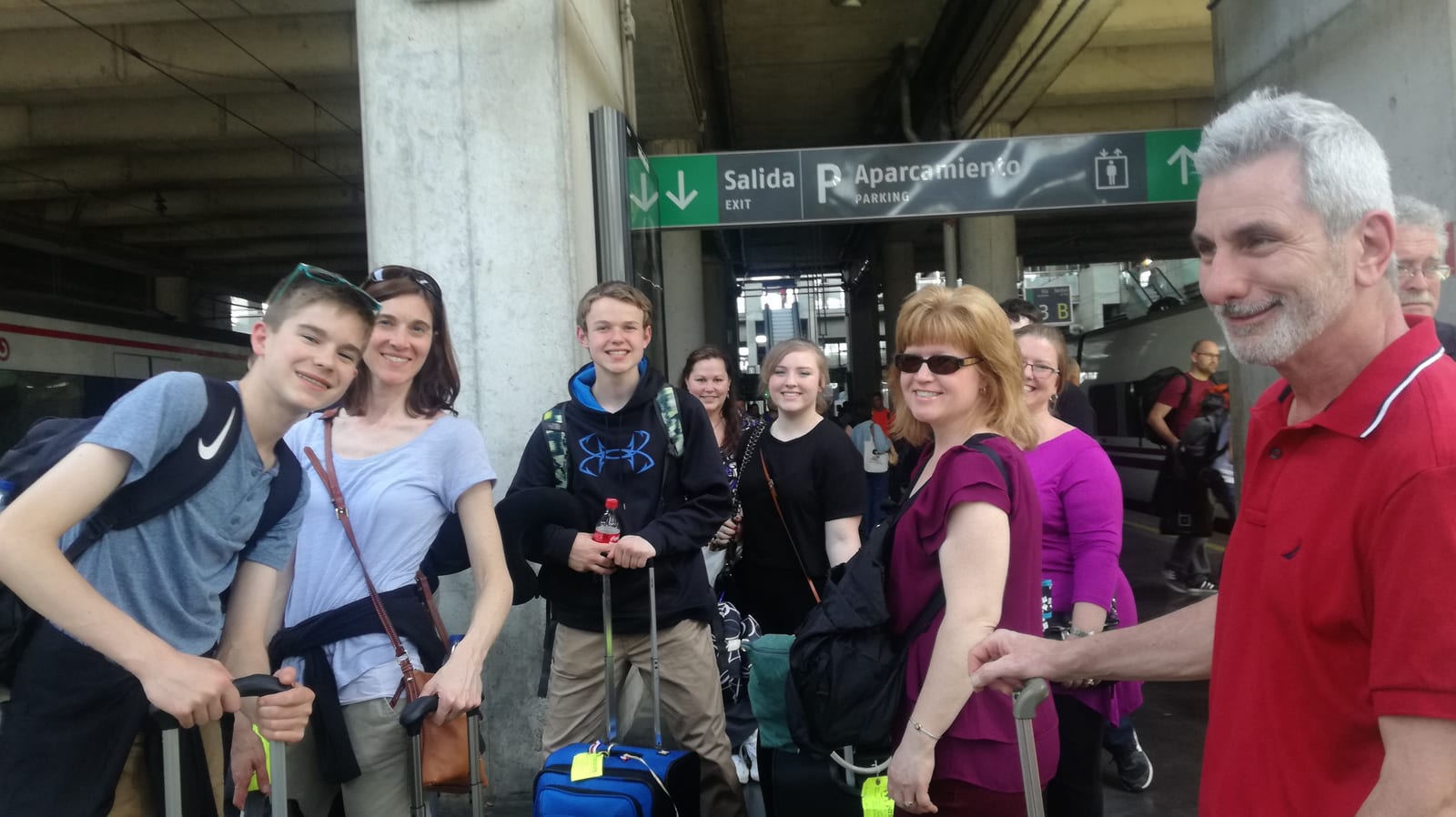 student travel group at airport